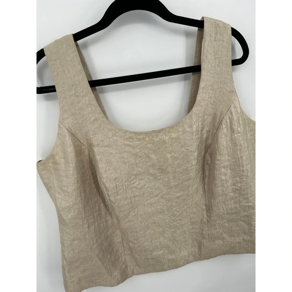 Expo New York Champagne Gold Metallic Sleeveless Shell Top Womens Size 16w - Picture 12 of 14